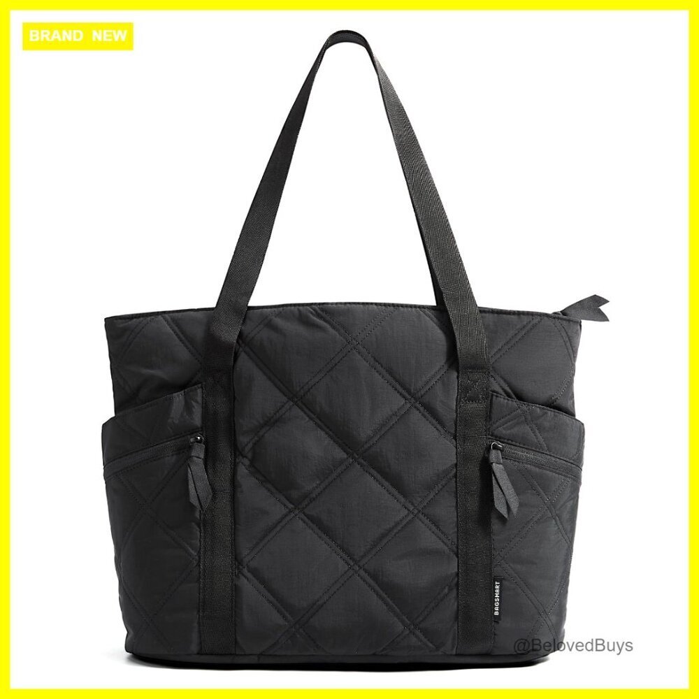 20L Puffer Tote Bag with Zipper, Quilted Work Travel Nurse Bag
